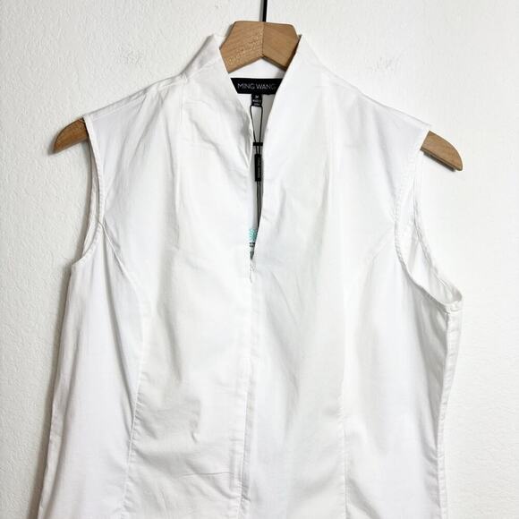 MING WANG SLEEVELESS WHITE WOMEN BLOUSE SIZE XS BRAND NEW WITH TAGS - Picture 2 of 6